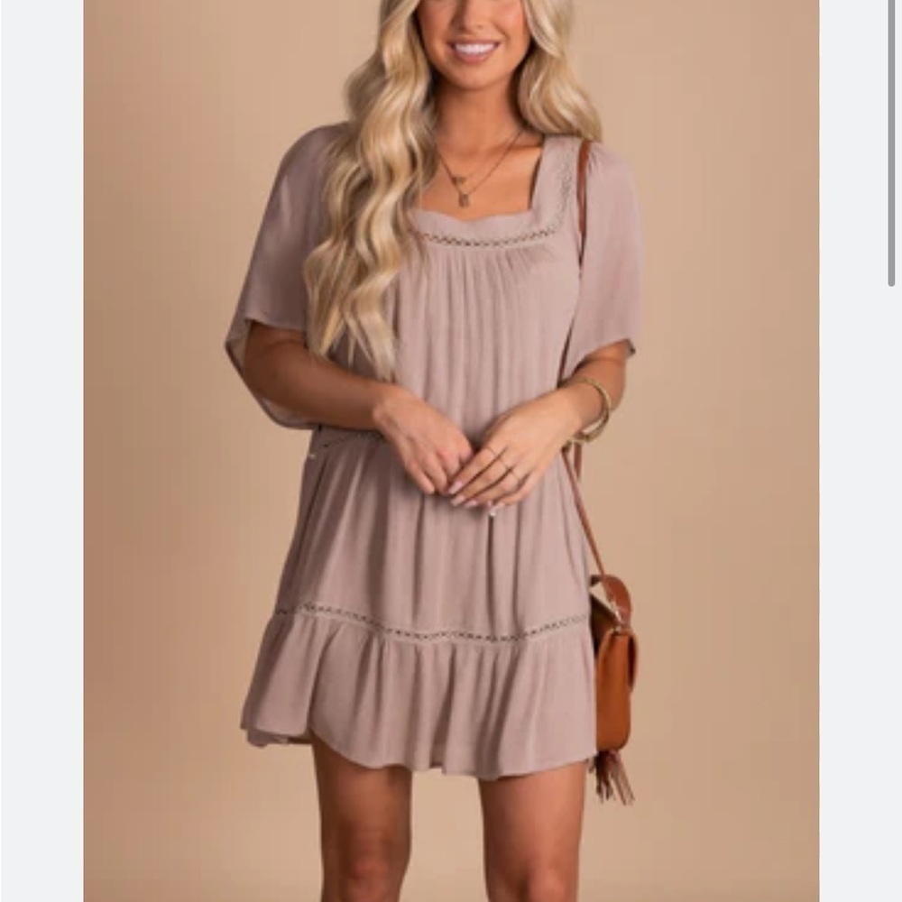 Eyelet detail mini dress​​​​​​​​​
